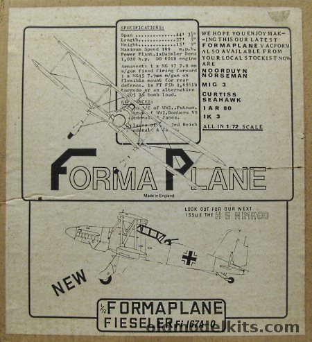Formaplane 1/72 Fieseler Fi-167 A-0 plastic model kit